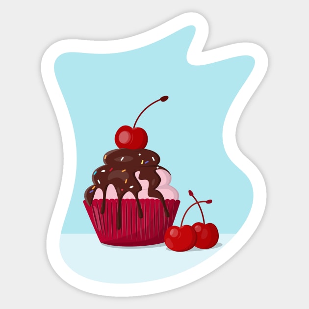 Cupcake with cherry and chocolate Sticker by Ang_a_se